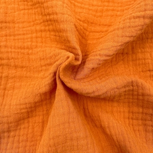 55&quot; Wide-100% Cotton Gauze Fabric by the Yard-130GSM-Breathable and Anti-wrinkle for Sewing, Apparel, and DIY Projects. Orange #795