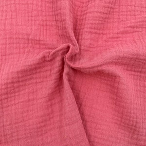 55&quot; Wide-100% Cotton Gauze Fabric by the Yard-130GSM-Breathable and Anti-wrinkle for Sewing, Apparel, and DIY Projects. Pink Dark #795