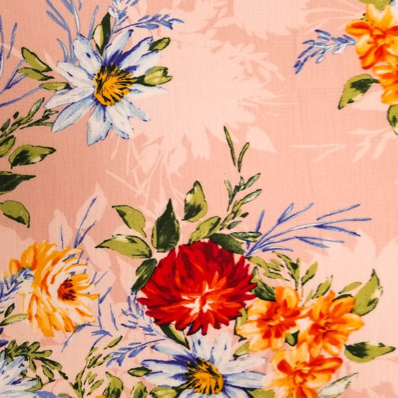 Style P-527-586 Blush Royal 58 Floral Print on Crepe Chiffon Fabric by the Yard