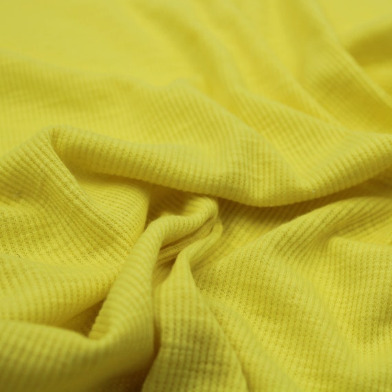 Lemon Neon Polyester Cotton Spandex 2x1 Rib Knit Fabric by the
