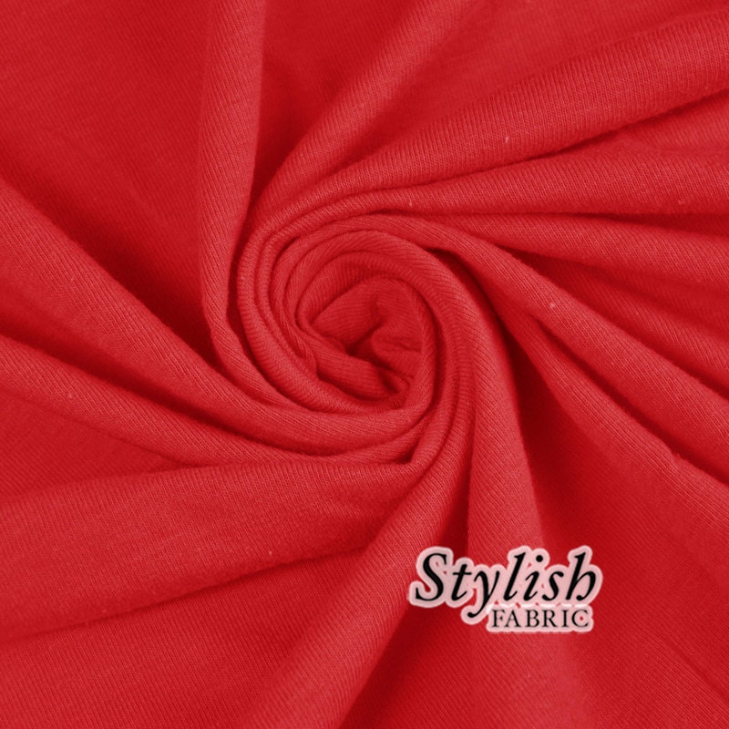 Red Cotton Lycra Jersey Knit Fabric Combed 7oz by the Yard Etsy