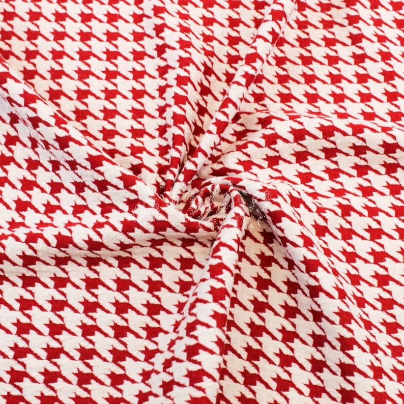 Houndstooth Knit Jacquard Knit Fabric Cotton Knit Jacquard Etsy