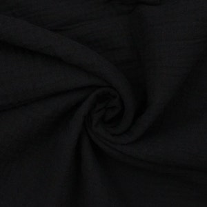 55&quot; Wide-100% Cotton Gauze Fabric by the Yard-130GSM-Breathable and Anti-wrinkle for Sewing, Apparel, and DIY Projects. Black #795