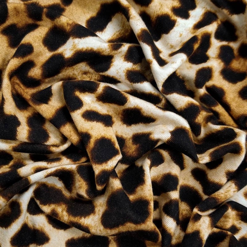 Black Golden Brown Leopard Pattern Prints on Rayon Spandex - Etsy