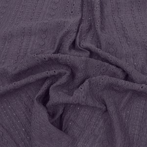 Eggplant Solid Color Eyelet Design Jacquard Stretch Knit Fabric by the Yard Style 845 image 3