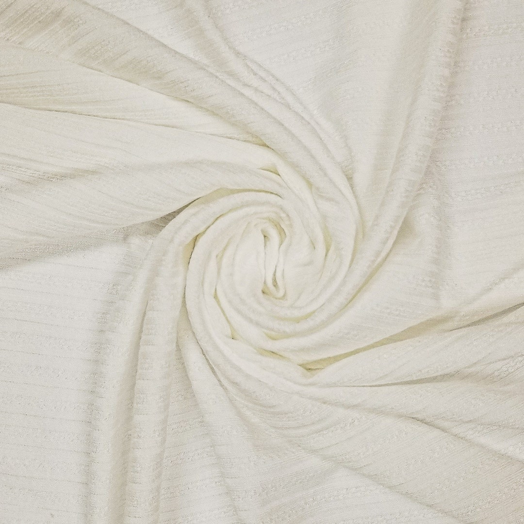 Pointelle Rib Off White Rayon Spandex Pointelle Rib Knit Fabric by the Yard- Style ...