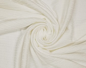 Off White Rayon Spandex Pointelle Rib Knit Fabric by the Yard- Style 773