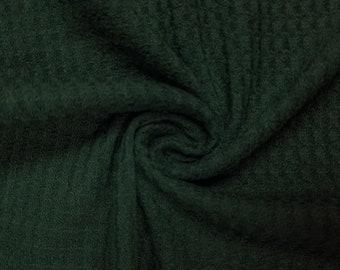 Hunter Green B Waffle Rayon Spandex Open Knit Fabric by the Yard - 1 Yard Style 659