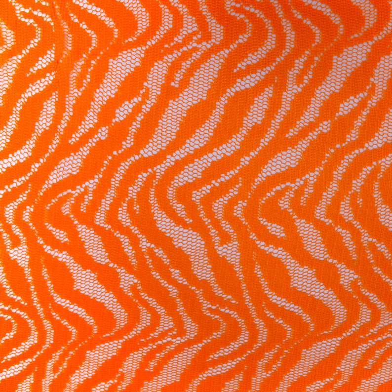 Neon Orange Zebra Safari Pattern Lace Fabric by the yard 1 ...