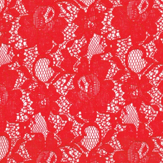 Red cotton lace fabric deals