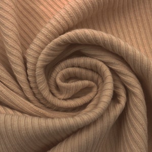 Mocha Solid 4x2  Rib Knit Fabric by the Yard- Style 774