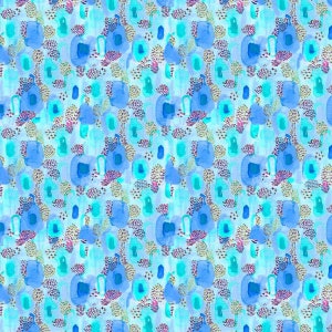 Abstract aquarelontwerp 100% katoenen quiltstof op maat gesneden (blauw, donkerblauw, zwart groenblauw) - stijl CQ-179