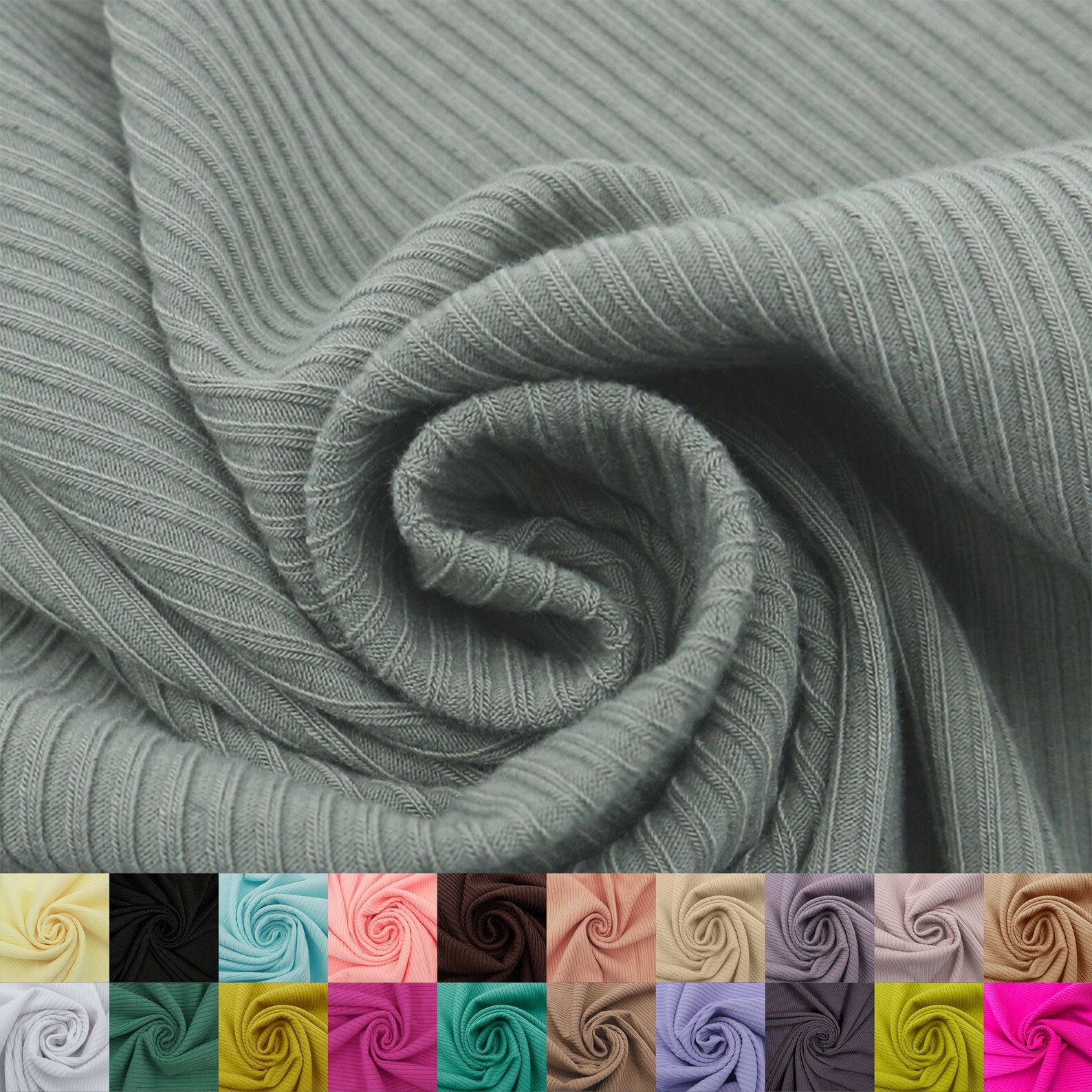 Soft 4x2 Rib Knit Fabric by the Yard – Solid Color | Stretchy, Textured ...