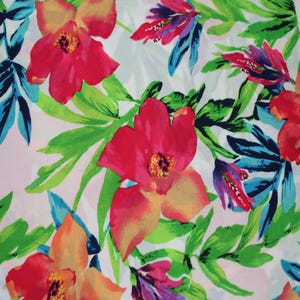 Off White Nectarine Floral Tropical Pattern Printed Wool Dobby Hi Multi Chiffon Fabric by the Yard - Style P-2983-504