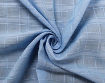Blauwe jacquard geruite katoenstof – geweven stof op maat gesneden stijl 3255