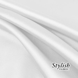 60" White Charmeuse Satin Fabric by the Yard, Charmeuse Fabrics, Charmeuse Satin Fabrics, Bridal Wedding Satin Fabric  - 1 Yard Style 2800