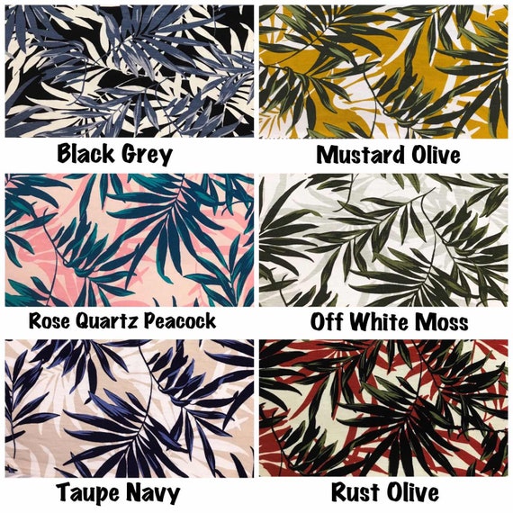 6 Colors of Palm Leaves Printed on Rayon Spandex Jersey Knit | Etsy