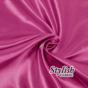 Fuchsia Bridal Wedding Satin Fabric by the yard for Bridesmaid Dress Table Cover Wedding Decoration  - Style 2907