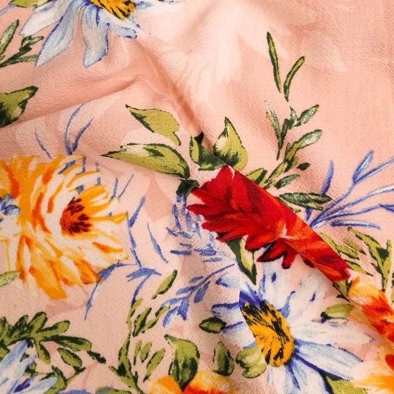 Style P-527-586 Blush Royal 58 Floral Print on Crepe Chiffon Fabric by the Yard