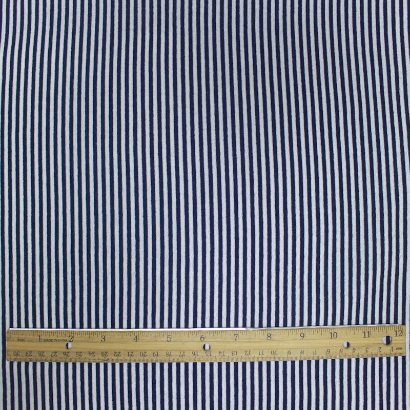 Navy/Off White Micro Stripe Stretch Viscose Jersey Fabric Yarn | Etsy