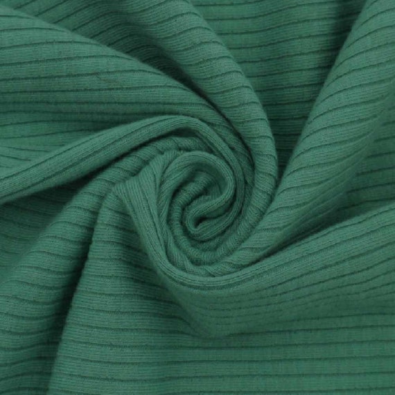 Green Mint Polyester Cotton Spandex 2x1 Rib Knit Fabric by the