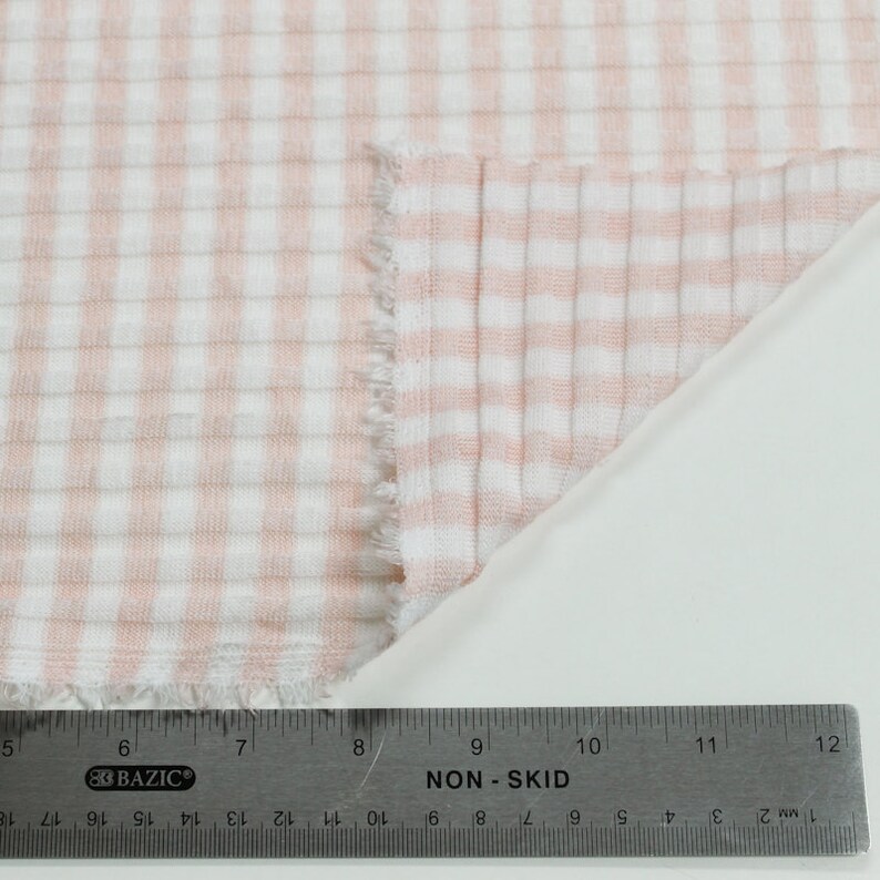 Blush Hacci Stripe 6x6 Rib Knit Poly Rayon Spandex Hacci | Etsy