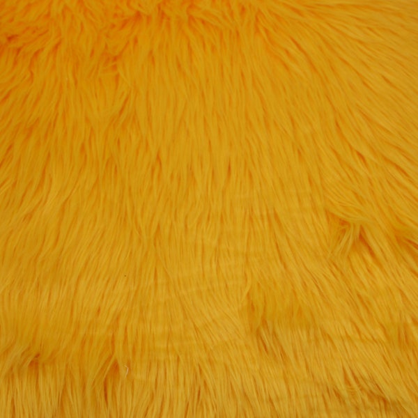 Yellow 60" Wide 1-2'' Long Pile Luxury Shag Fur Fabric, Soft Fake Fur Fabric, Newborn Fur, Faux fur for Coat, Vest,Throws,Pillows-Style 5002