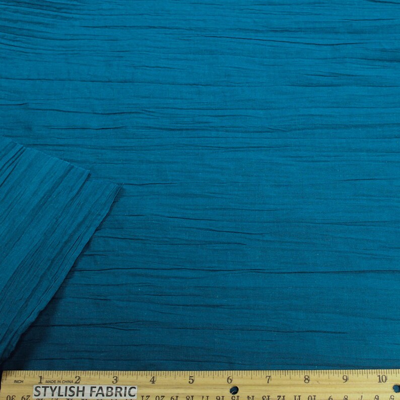 Teal 52'' Pleated Poly Cotton Voile Fabric by the Yard Etsy