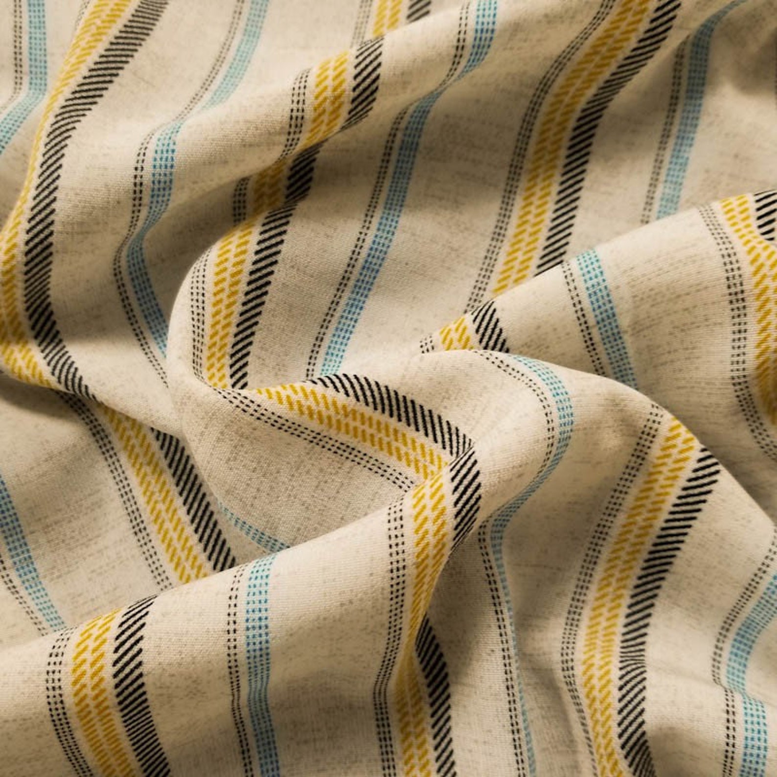 Neutral Denim Striped Pattern Printed Rayon Challis Fabric by Etsy