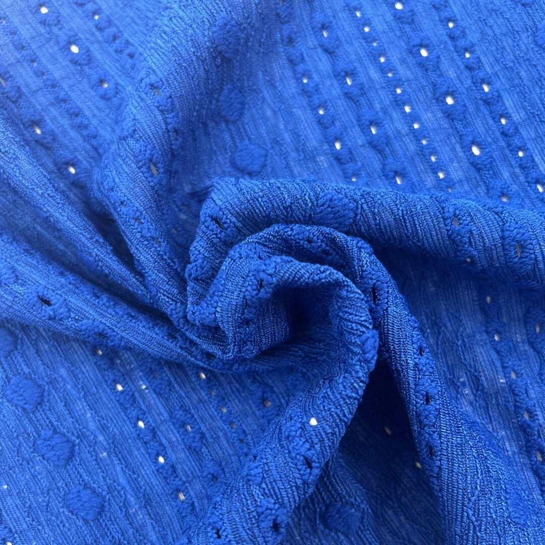 Royal Neon Solid Color Eyelet Design Jacquard Stretch Knit Fabric by the Yard Style 845 Etsy