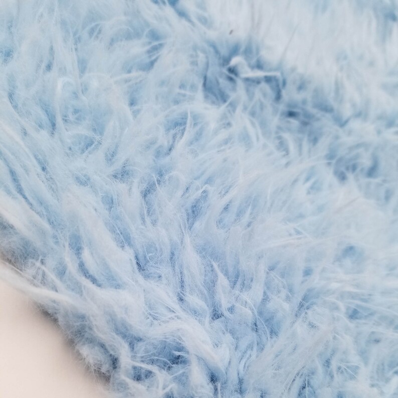Baby Blue Flokati Curly Faux Fur Cuddly Fabric by the Yard Etsy