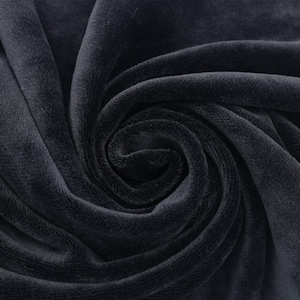 63&quot; Wide French Velour Fabric - (250GSM), Medium-Heavy Weight, 2-Way Stretch Poly Spandex Blend - Soft & Breathable. Black #823