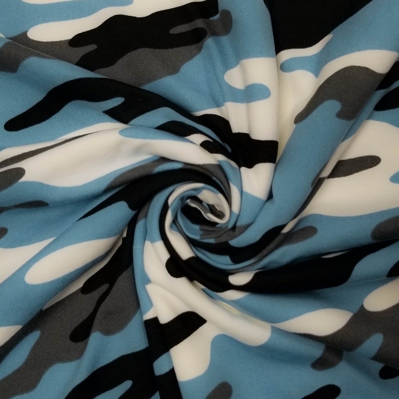 Baby Blue Grey Camouflage Pattern Printed on Poly Spandex DTY Etsy