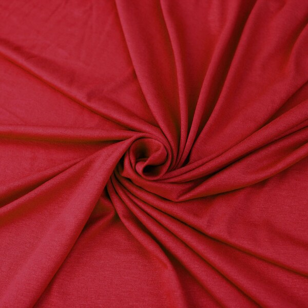 Red Viscose Jersey Knit Fabric Red Stretchy Jersey Knit Fabric by the yard Apparel Dress Shirt Arts and Crafts Fabric - STYLE13405