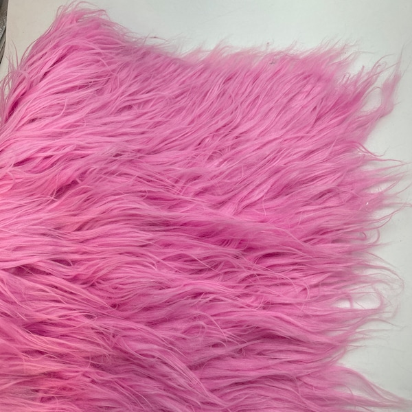 Pink  Mongolian Fur Fabric by the yard, Soft Fake Fur Fabric, Newborn Fur, Faux fur for Coat, Vest, Throws, Pillows - Style 5000