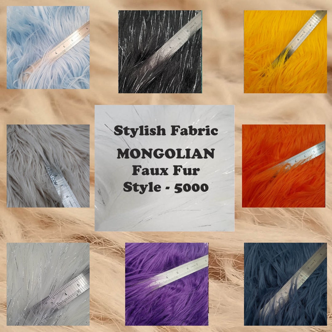 Solid Mongolian Faux Fur Fabric BLACK Sold by the Yard 64 Width