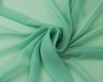 Green Mint Solid Hi-multi Chiffon Fabric by the Yard, Chiffon Fabric,  Wedding Chiffon, Lightweight Chiffon Fabric Style 500 
