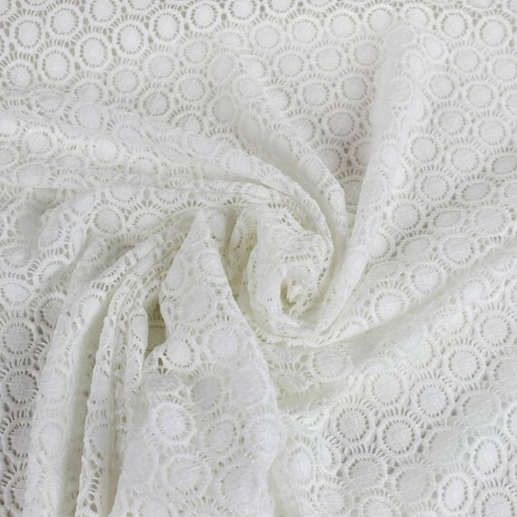 White Fiona Pattern Circle Pendants Open Knit Lace Fabric by - Etsy