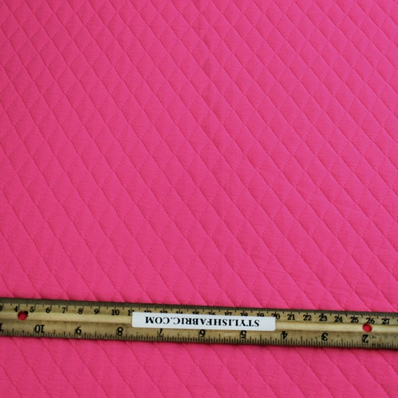 Hot Pink Quilt Knit Diamond Jacquard Stretch Fabric by the Etsy