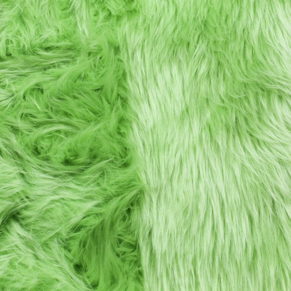 Lime 60" Wide 1-2'' Long Pile Luxury Shag Fur, Soft Fake Fur Fabric, Newborn Fur, Faux fur Coat, Vest, Throws, Pillows - Style 5002