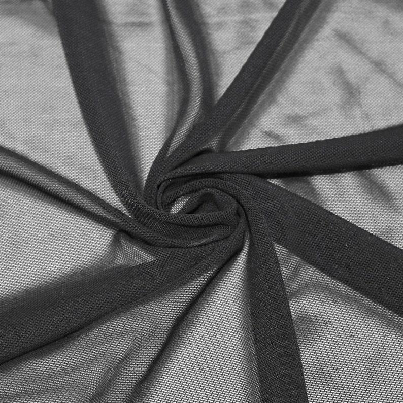 Black Stretch Power Mesh Fabric by the Yard Soft Sheer Drape Etsy UK