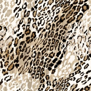 Ecru Gold Leopard Prints on Wool Dobby Fabric by the Yard - Style P-959-504