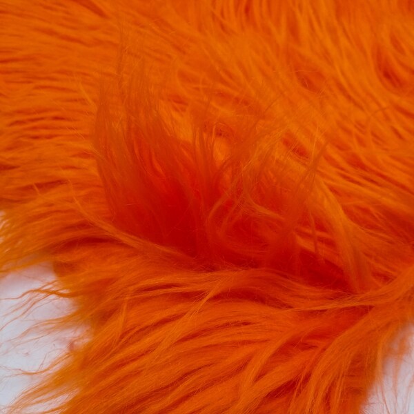 Orange Faux Fur Fabric Long Pile Mongolian - Style 5000