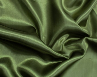 60" inches Wide - by The Yard - Charmeuse Bridal Satin Fabric for Wedding, Apparel, Crafts, Decor, Costumes (GREEN OLIVE,  1 YARD)