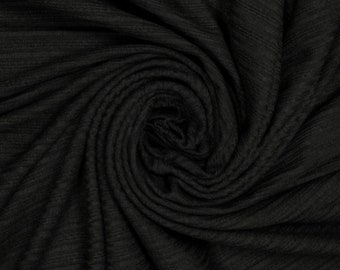 Black Rayon Spandex Pointelle Rib Knit Fabric by the Yard- Style 773