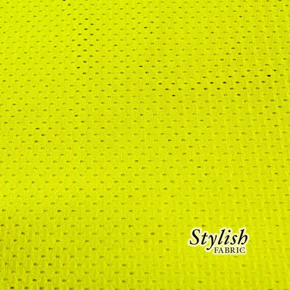 Neon Yellow Football Mesh Knit Fabric by the Yard, Football Fabric