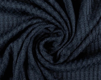 Navy Waffle Rayon Spandex Open Knit Fabric by the Yard - 1 Yard Style 659