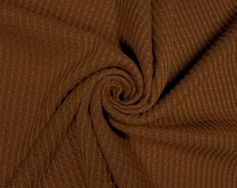 Copper Waffle Brush Poly Rayon Spandex Knit Fabric by the Yard- Style 707
