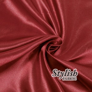 Cranberry Bridal Wedding Satin Fabric by the yard for Bridesmaid Dress Table Cover Wedding Decoration  - Style 2907