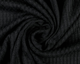 Schwarze Waffel Rayon Spandex Open Knit Stoff Bulk Stock - 1 Yard Style 659